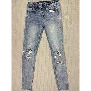 American Eagle Size 2 Women Jeans Jegging Low Rise Super Stretch Distress Skinny